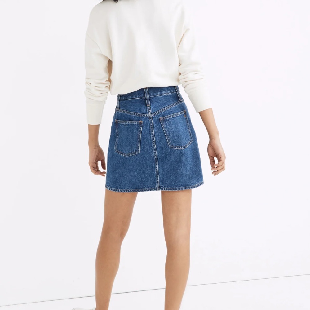 Madewell Rigid Denim Straight Mini Skirt in Haydel Tie-Waist Edition 26 new - Picture 4 of 10